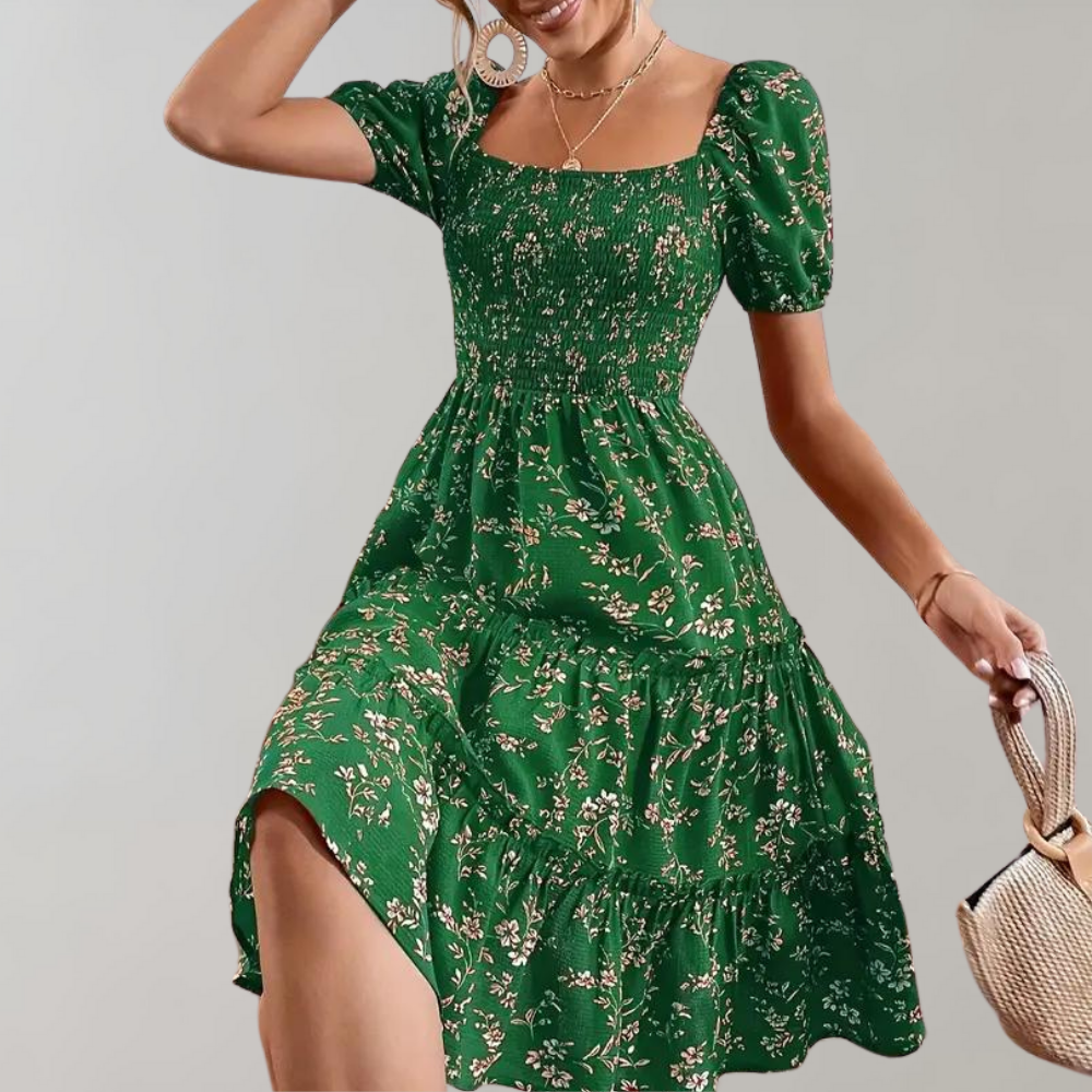 Niina - Geblümtes Sommerkleid mit quadratischem Ausschnitt