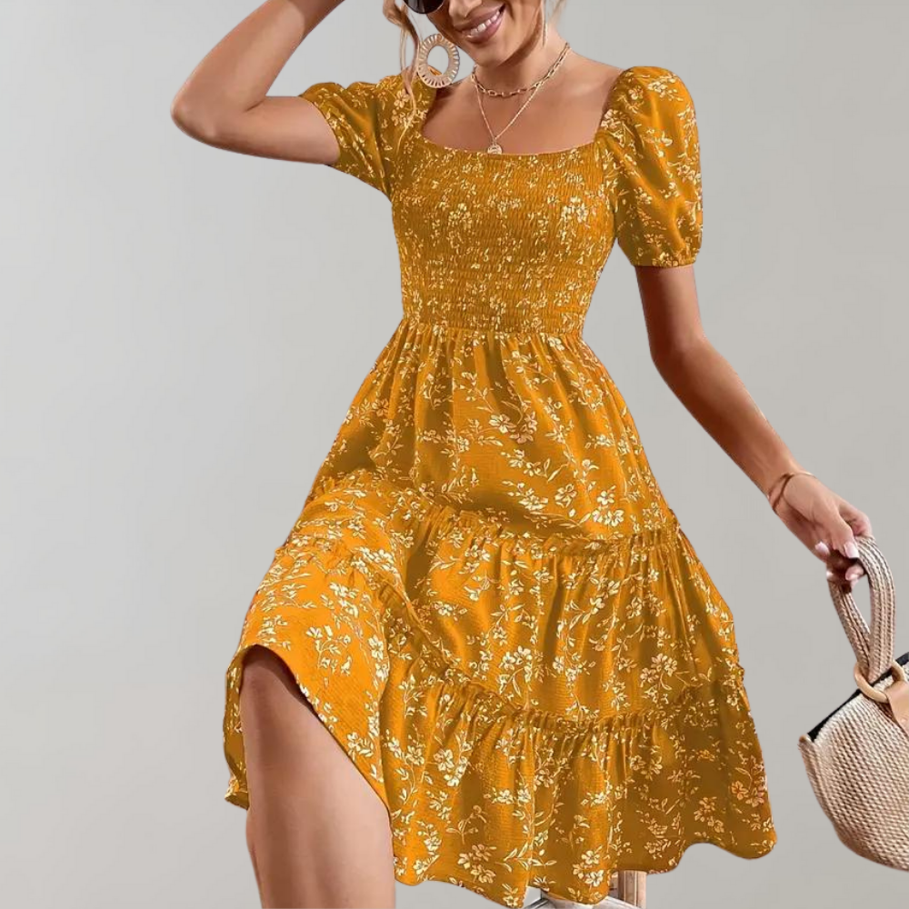 Niina - Geblümtes Sommerkleid mit quadratischem Ausschnitt