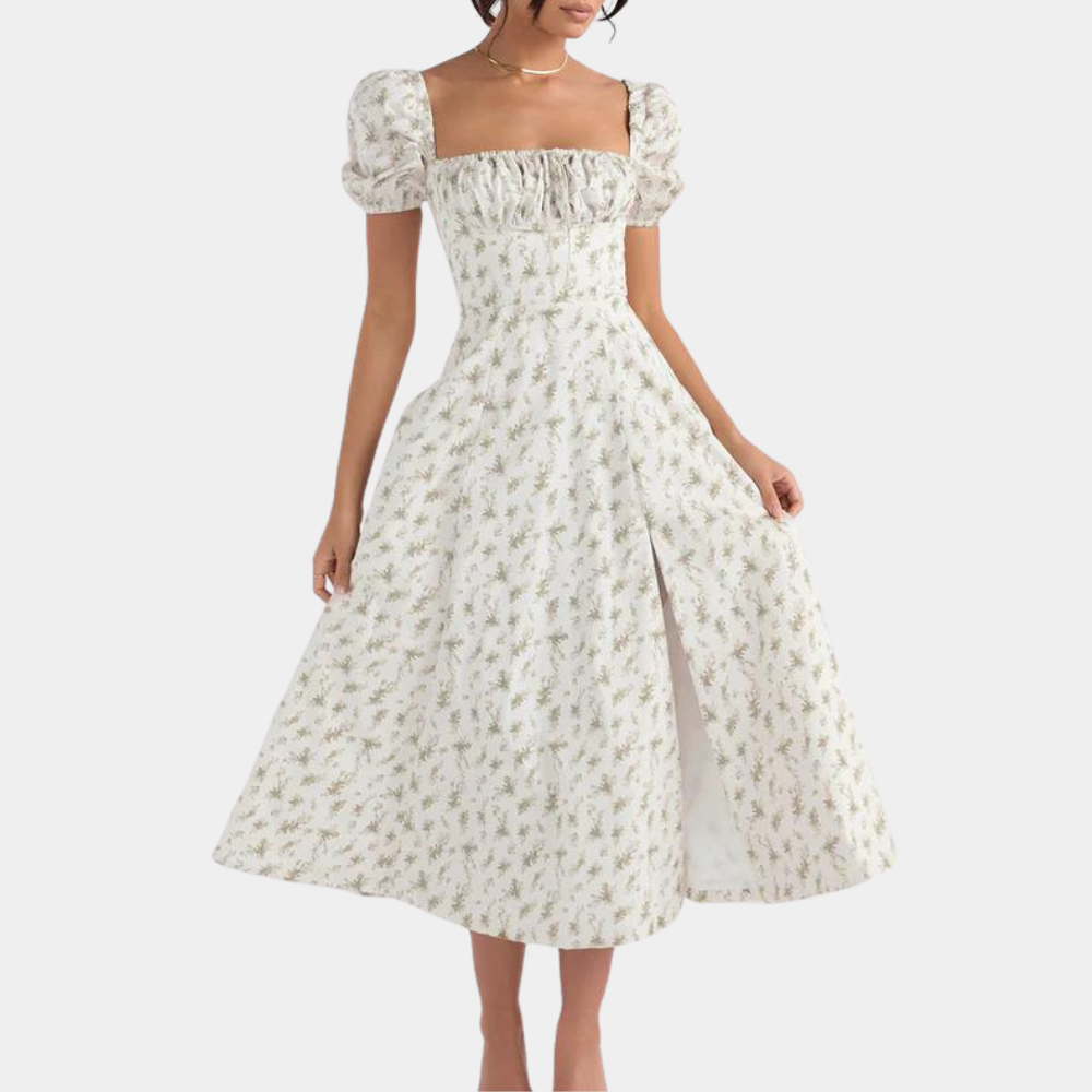 Sylvie - Geblümtes Damenkleid mit Schlitz