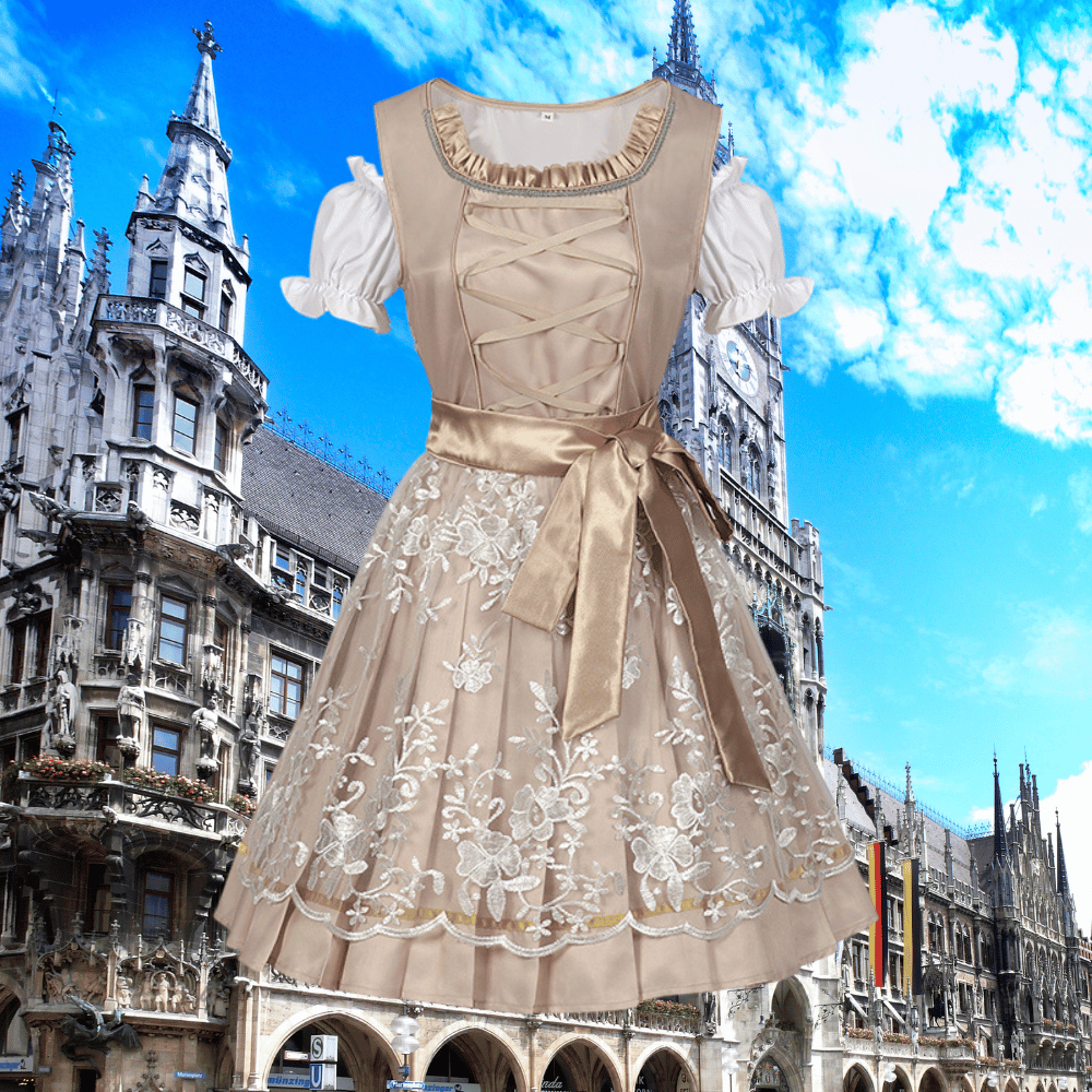 Eliza | Dirndlkleid mit bestickter Schürze und schimmernder Optik für Frauen