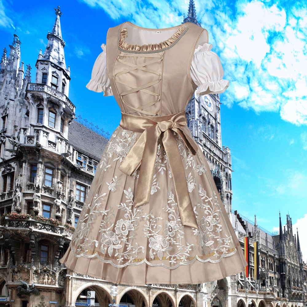 Eliza | Dirndlkleid mit bestickter Schürze und schimmernder Optik für Frauen