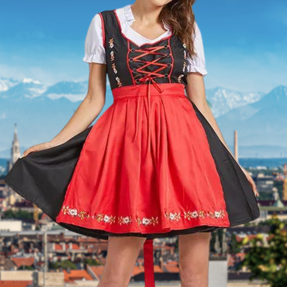 Lorelei | Dirndlkleid mit floraler Stickerei und Miederschnürung für Frauen