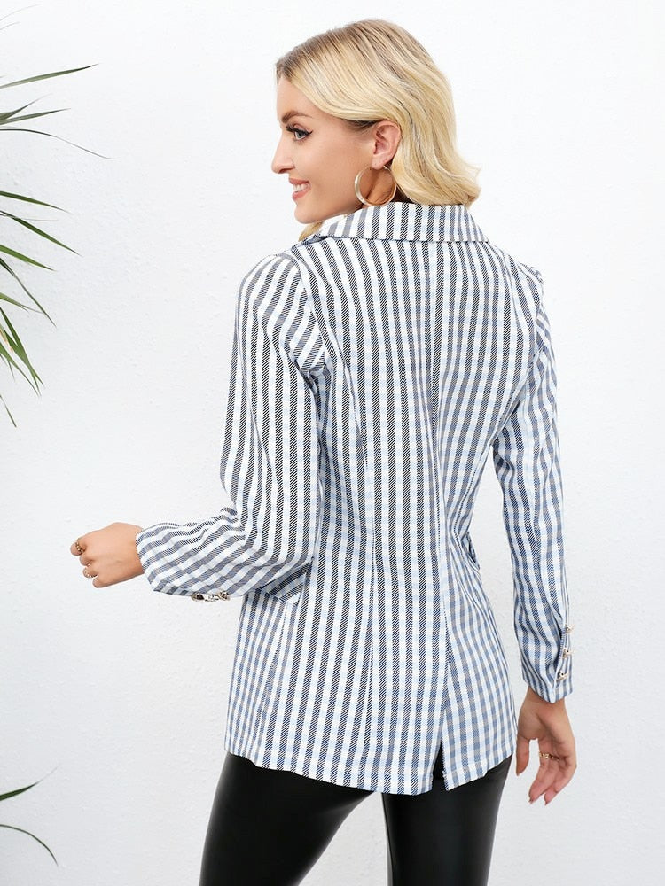 Paris - Weiß/Grau Karierter Blazer