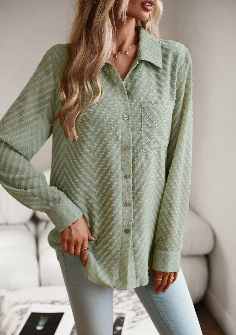 Calindrae - Grüne Bluse mit Muster
