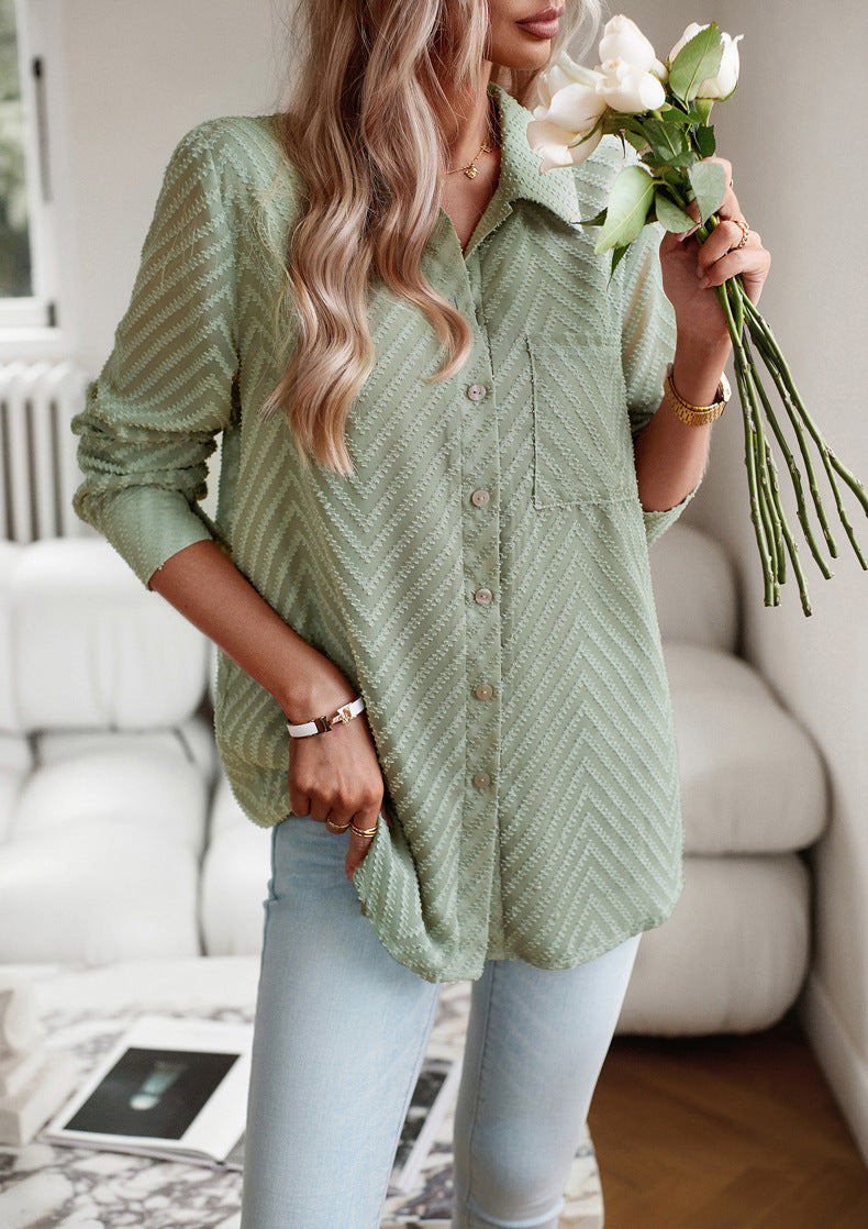 Calindrae - Grüne Bluse mit Muster