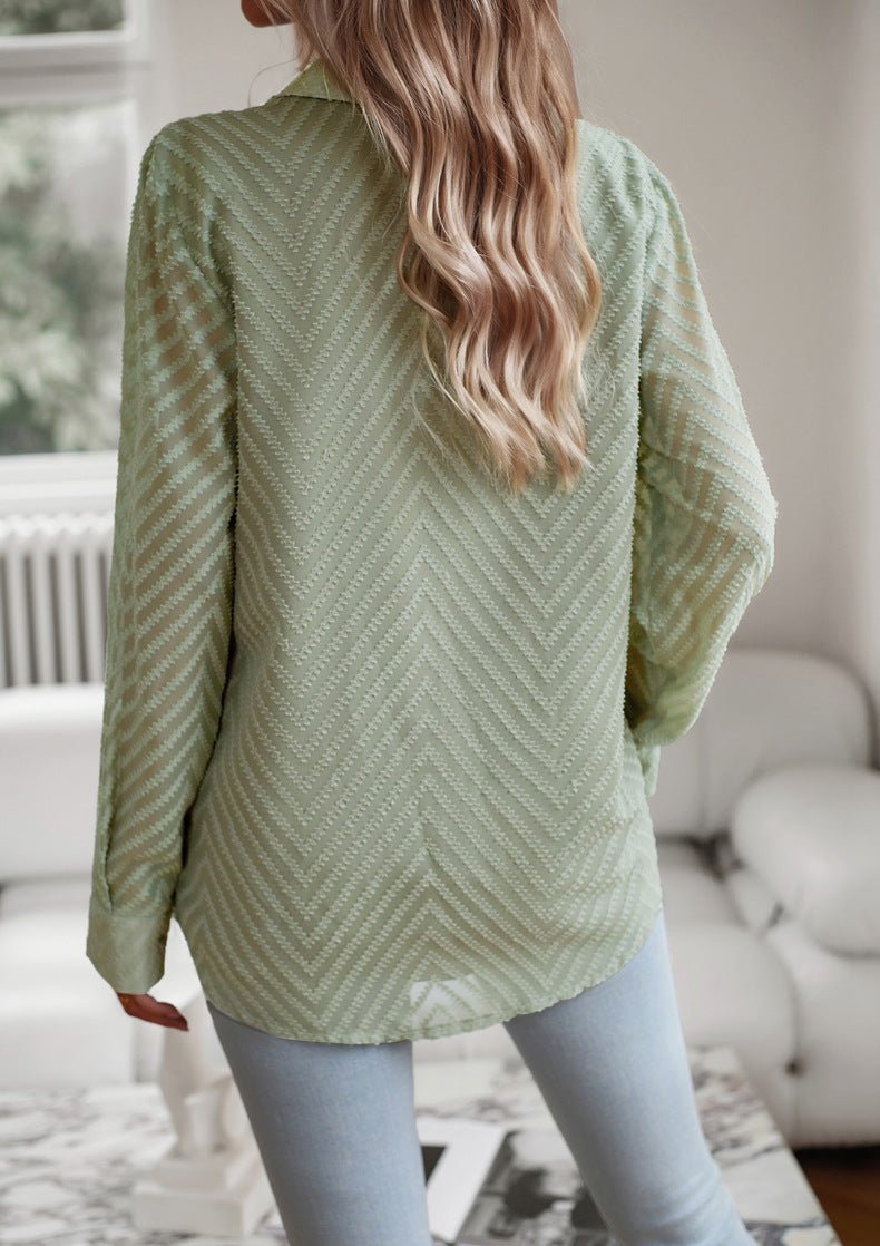 Calindrae - Grüne Bluse mit Muster