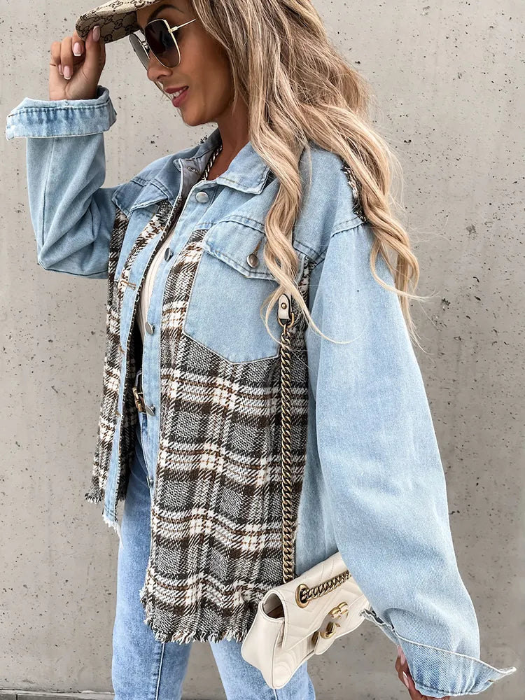 Nereida - Karierte Denimbluse