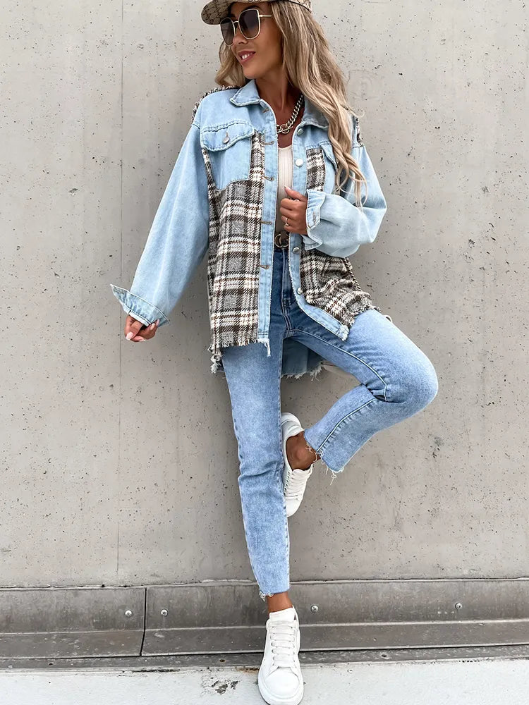 Nereida - Karierte Denimbluse