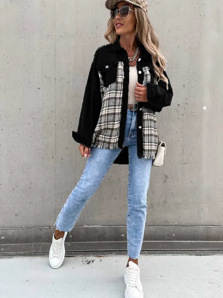 Nereida - Karierte Denimbluse