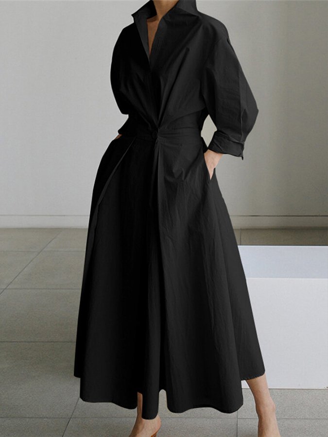 Felicia - Langärmeliges Kleid mit Umlegekragen