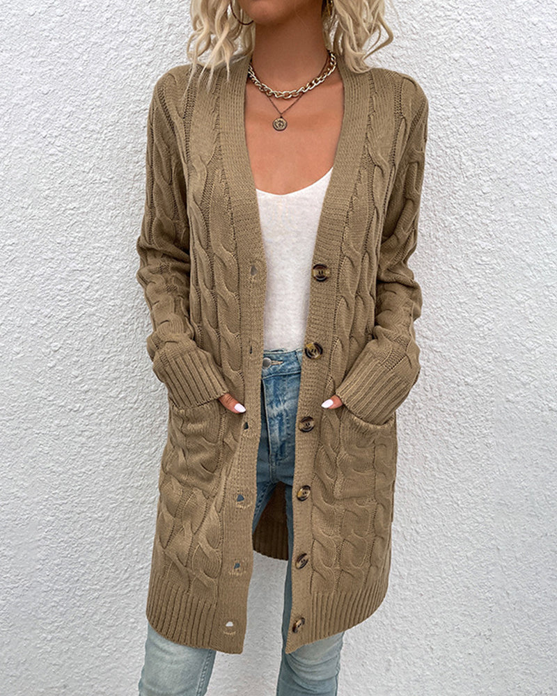 Dagmar - Langärmelige Strickjacke in Uni-Farbe