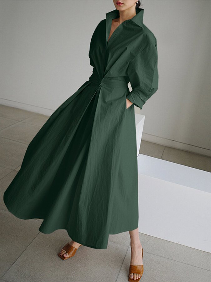 Felicia - Langärmeliges Kleid mit Umlegekragen