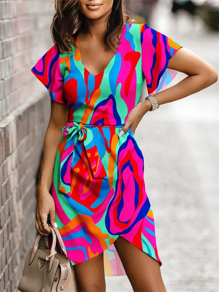 Eleri - Schickes Damen V-Ausschnitt Kleid