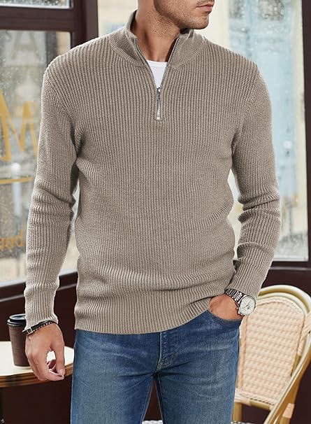 Soren - Modische Strickjacke mit Viertelreißverschluss