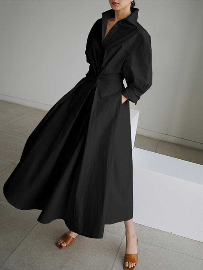Felicia - Langärmeliges Kleid mit Umlegekragen