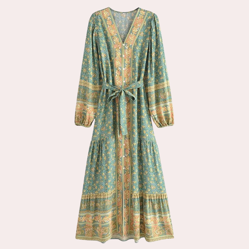Elvira - Langes Damenkleid mit Knöpfen