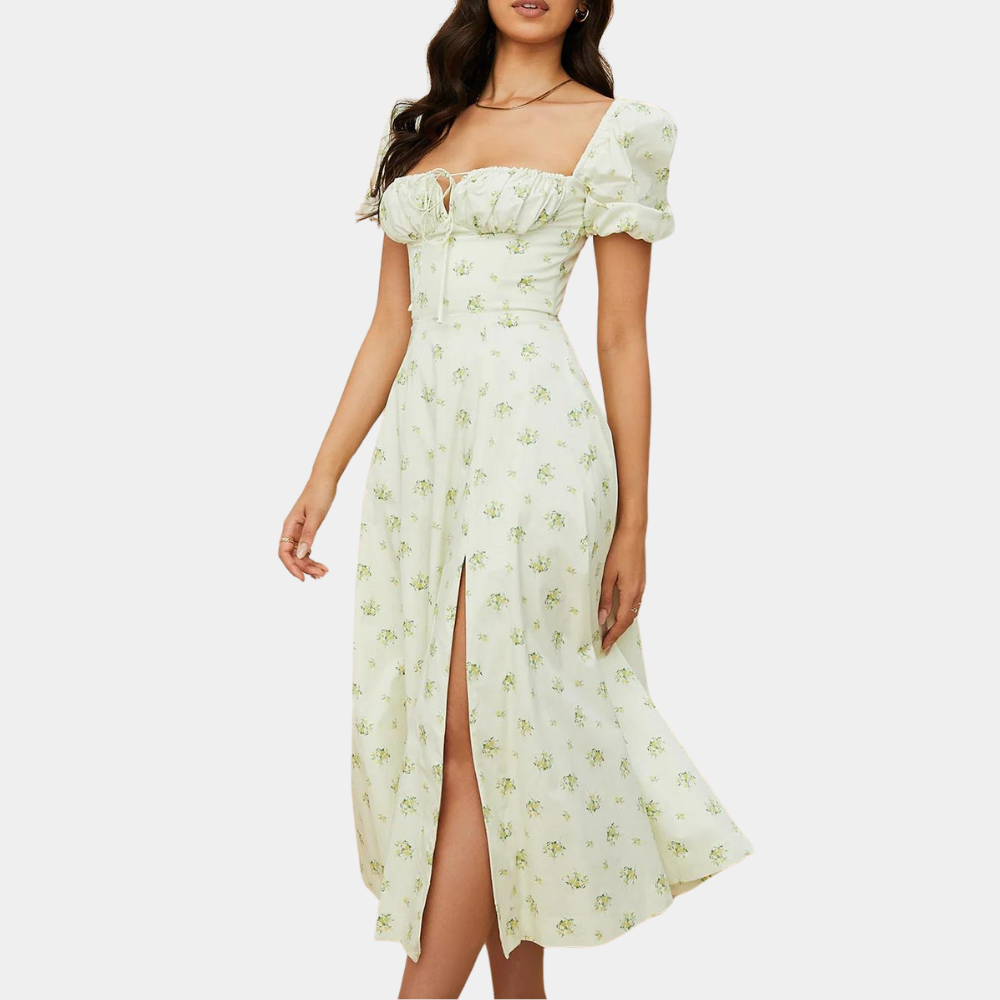 Sylvie - Geblümtes Damenkleid mit Schlitz