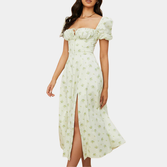 Sylvie - Geblümtes Damenkleid mit Schlitz