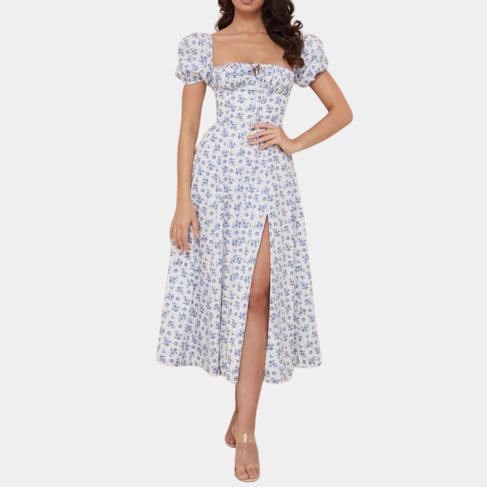 Sylvie - Geblümtes Damenkleid mit Schlitz
