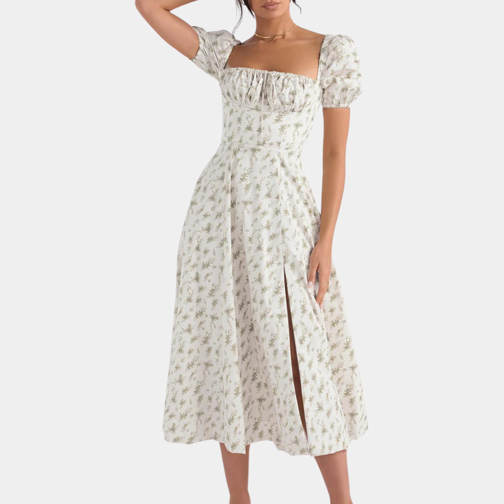 Sylvie - Geblümtes Damenkleid mit Schlitz