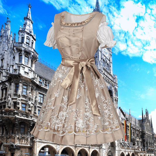Eliza | Dirndlkleid mit bestickter Schürze und schimmernder Optik für Frauen