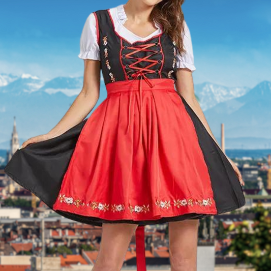 Lorelei | Dirndlkleid mit floraler Stickerei und Miederschnürung für Frauen