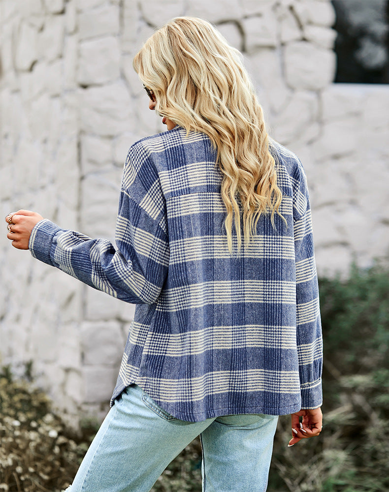 Keily -  Blau karierte Bluse