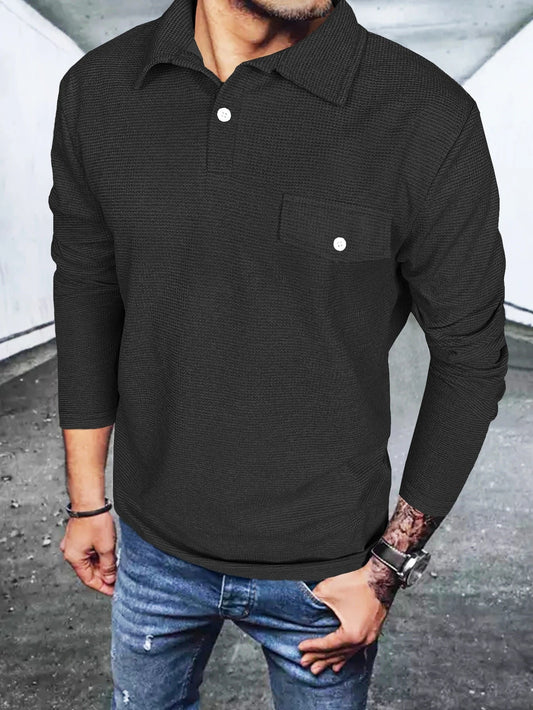 Bertie - Herren Langarm Waffel Poloshirt