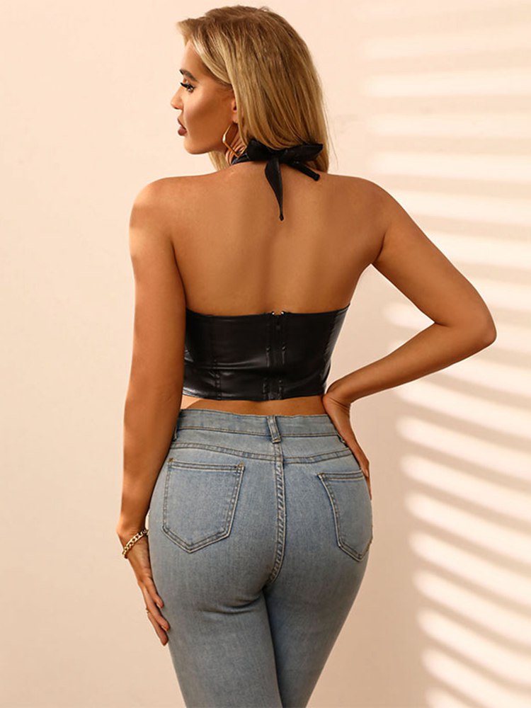 Gaya - Schwarze Frauen Crop Top
