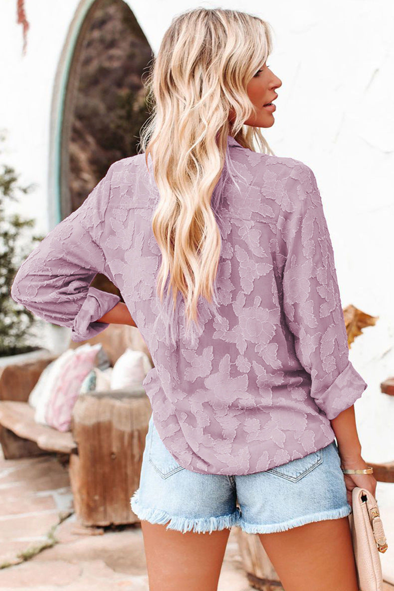 Raina - Lila gemusterte Bluse