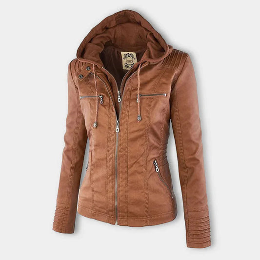 Wolff - damen lederjacke mit kapuze