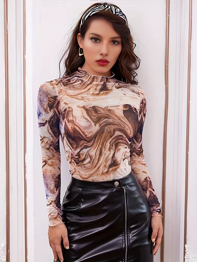 Bea - Langärmeliges Mesh-Top für Frauen