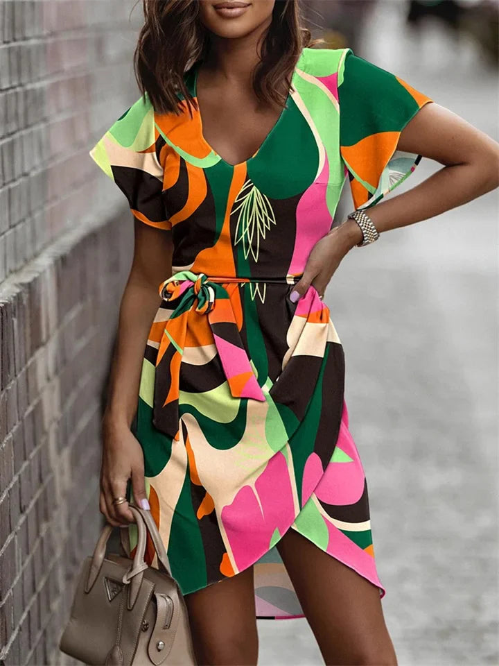 Eleri - Schickes Damen V-Ausschnitt Kleid