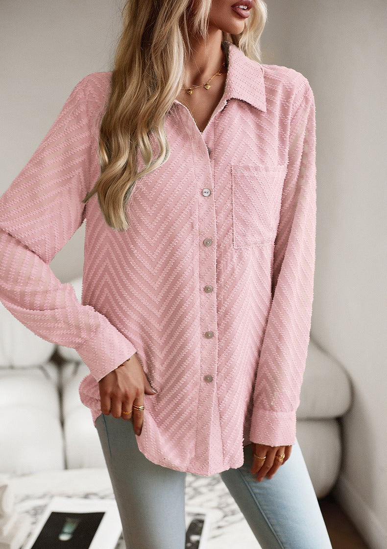 Delrynd - Rosa Bluse mit Muster