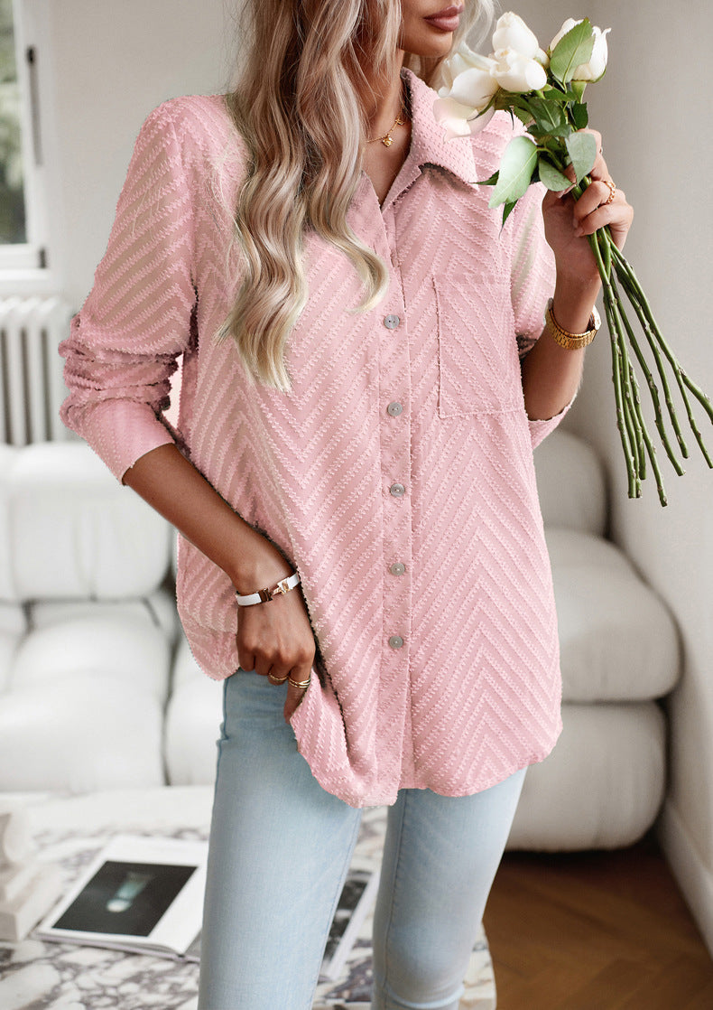 Delrynd - Rosa Bluse mit Muster