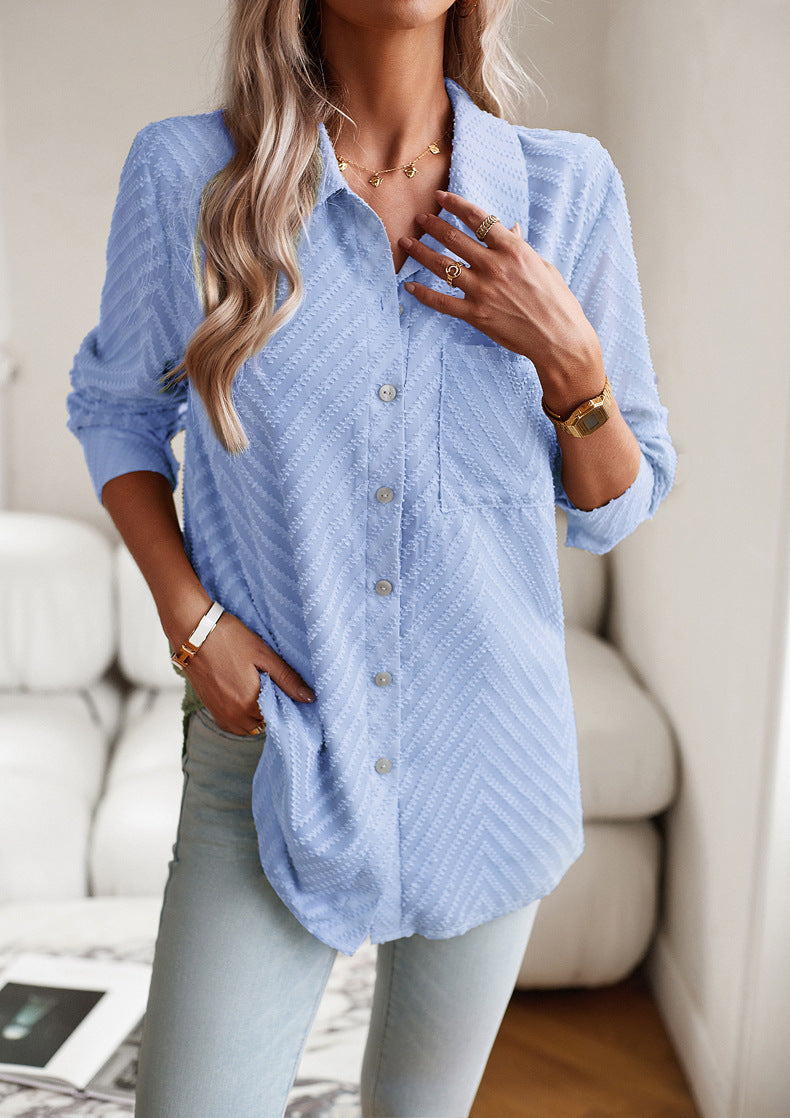 Elysire - Blaue Bluse mit Muster