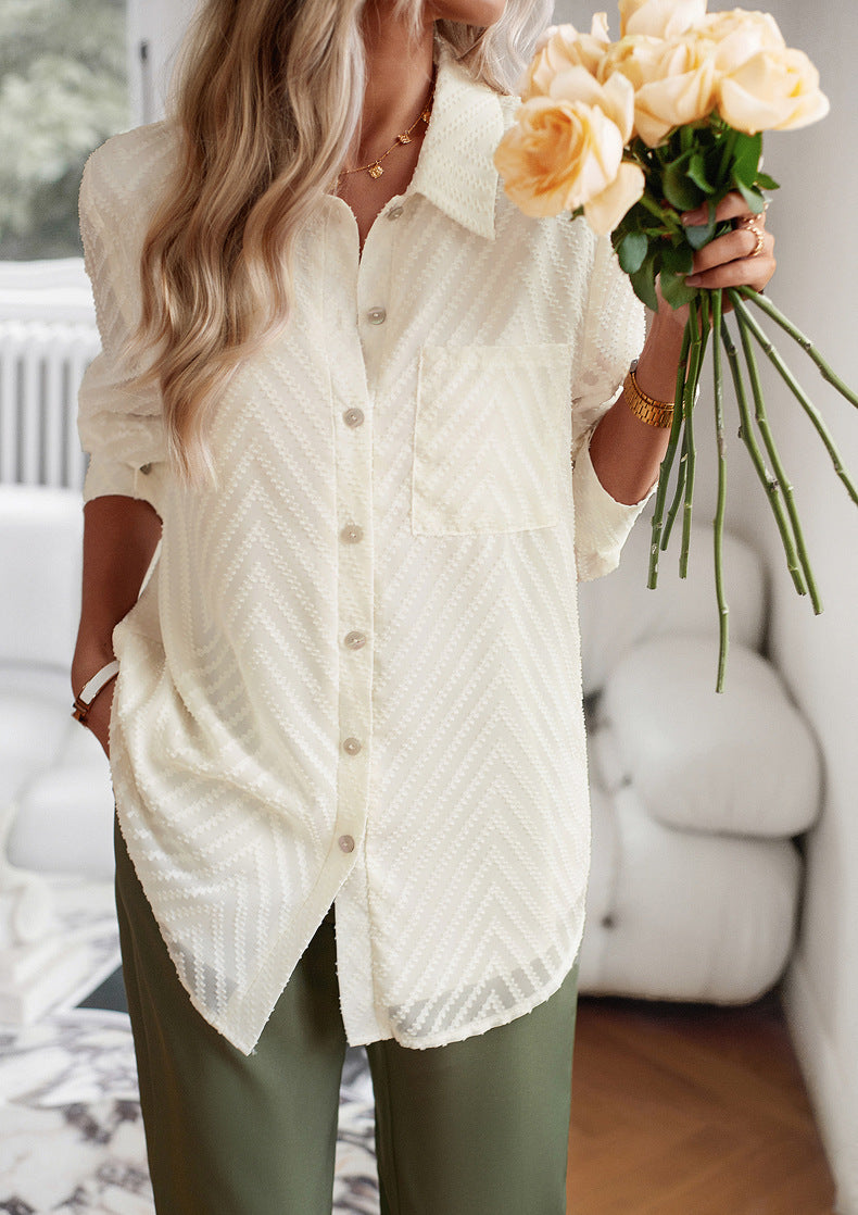 Haley - Weiße Bluse mit Taschen