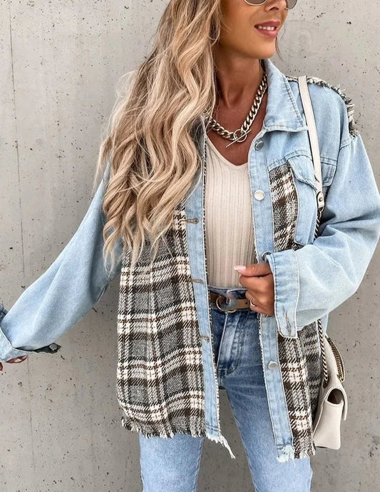 Nereida - Karierte Denimbluse