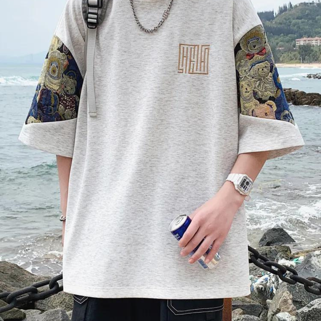 Connor - Trendiges Bärenstickerei T-Shirt