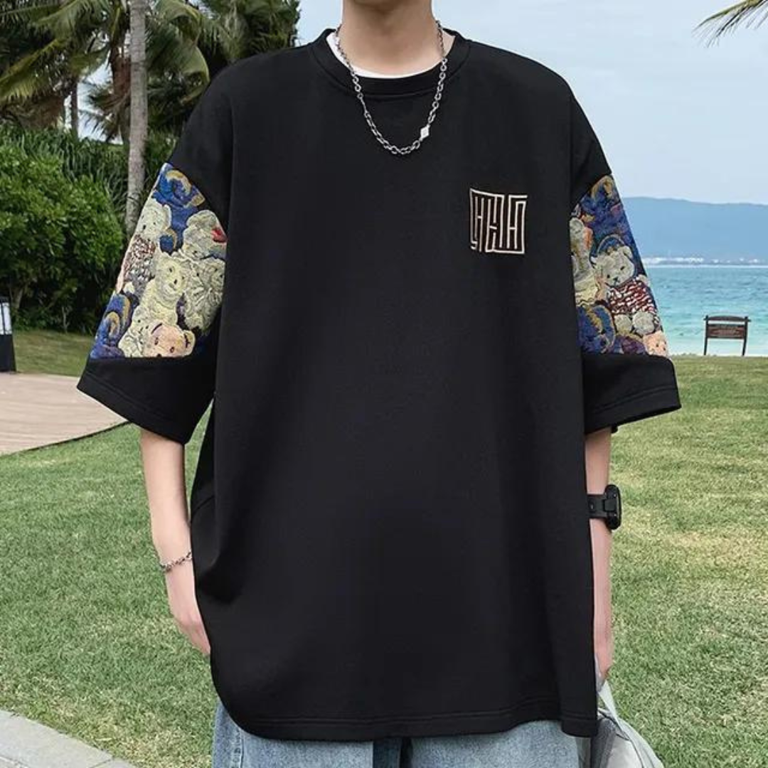 Connor - Trendiges Bärenstickerei T-Shirt