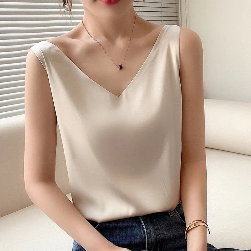 Orinthia - Klassisches Damen-Satin-Top
