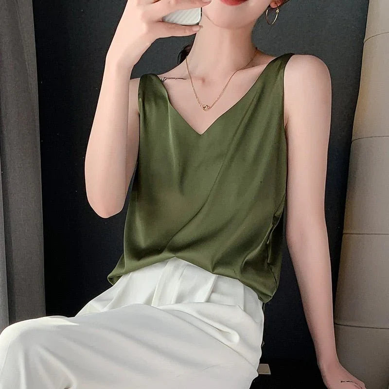 Orinthia - Klassisches Damen-Satin-Top