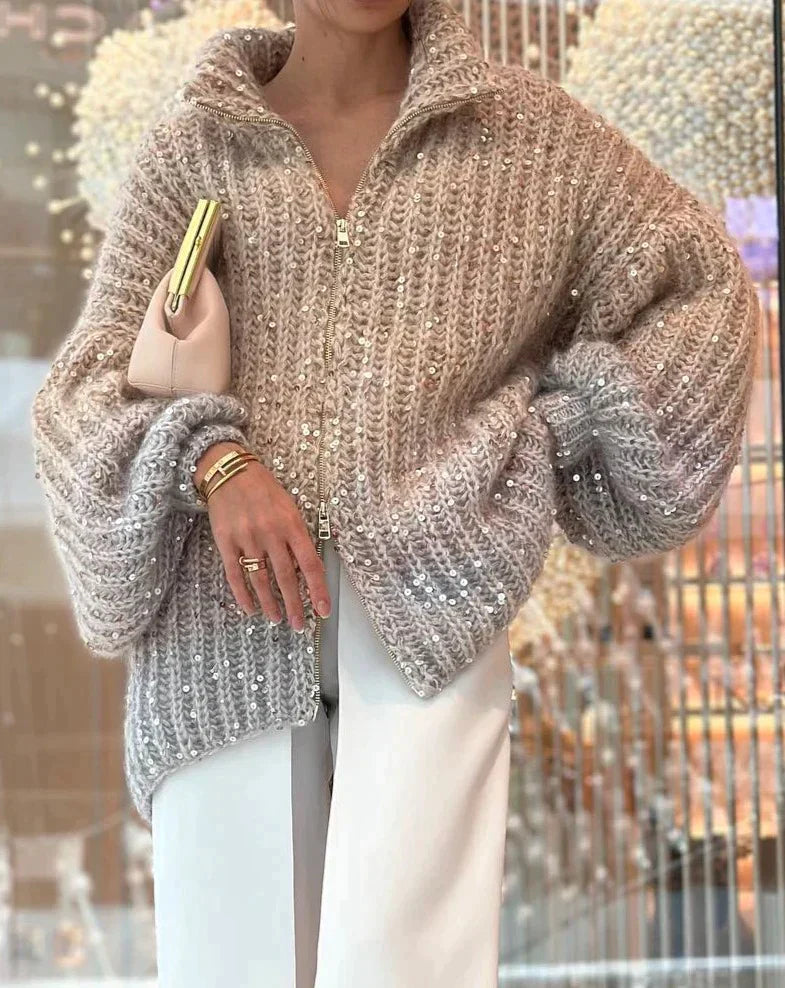 Chloe - Damen Strickjacke mit Glitzer