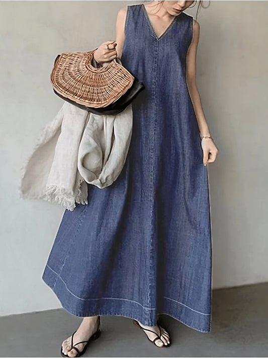 Lillian - Damen Langes Jeanskleid
