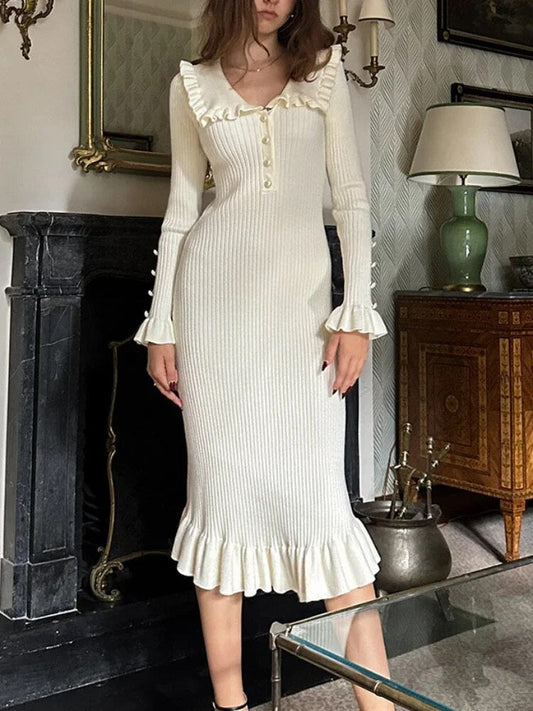 Isolde - Rüschen Maxikleid